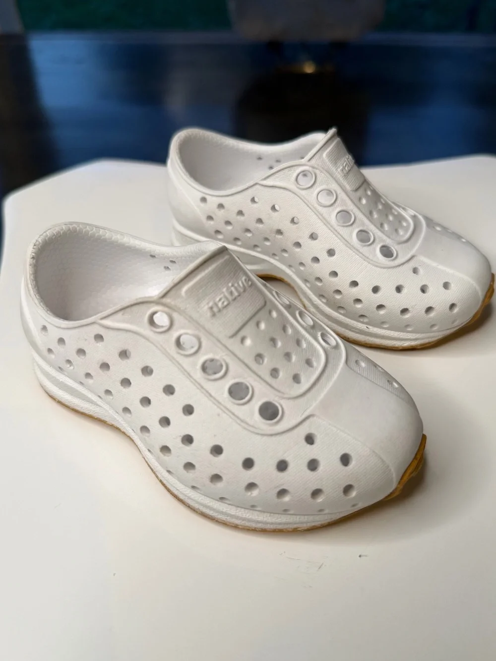 Native Kids White Slip-On Water Shoes with Gum Sole